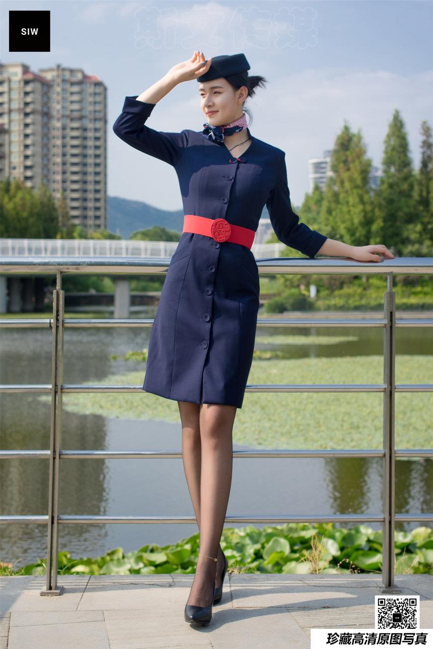 SIW斯文传媒 051 东航工装制服帽子丝巾套裙四件套 - 思琪 [67P-163M]-艺库